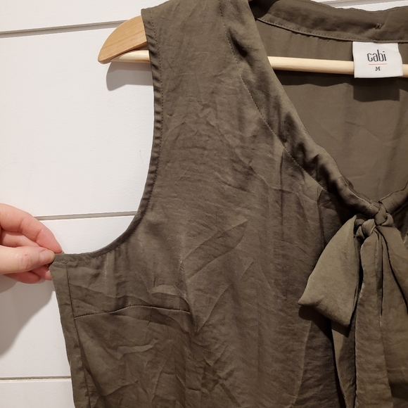 Cabi M tank top olive green oversized long shirt flowy lightweight sleeveless - Picture 8 of 16